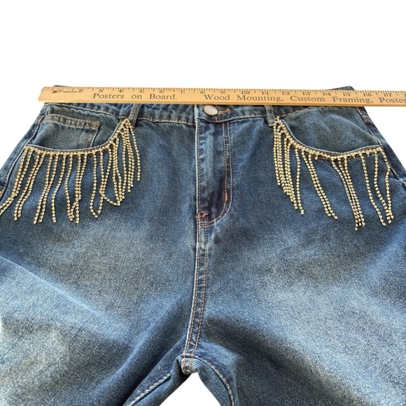Blue B. Rhinestone Jeans Womens Large Bling Rodeo Western Equestrian Wide Leg - Picture 6 of 15